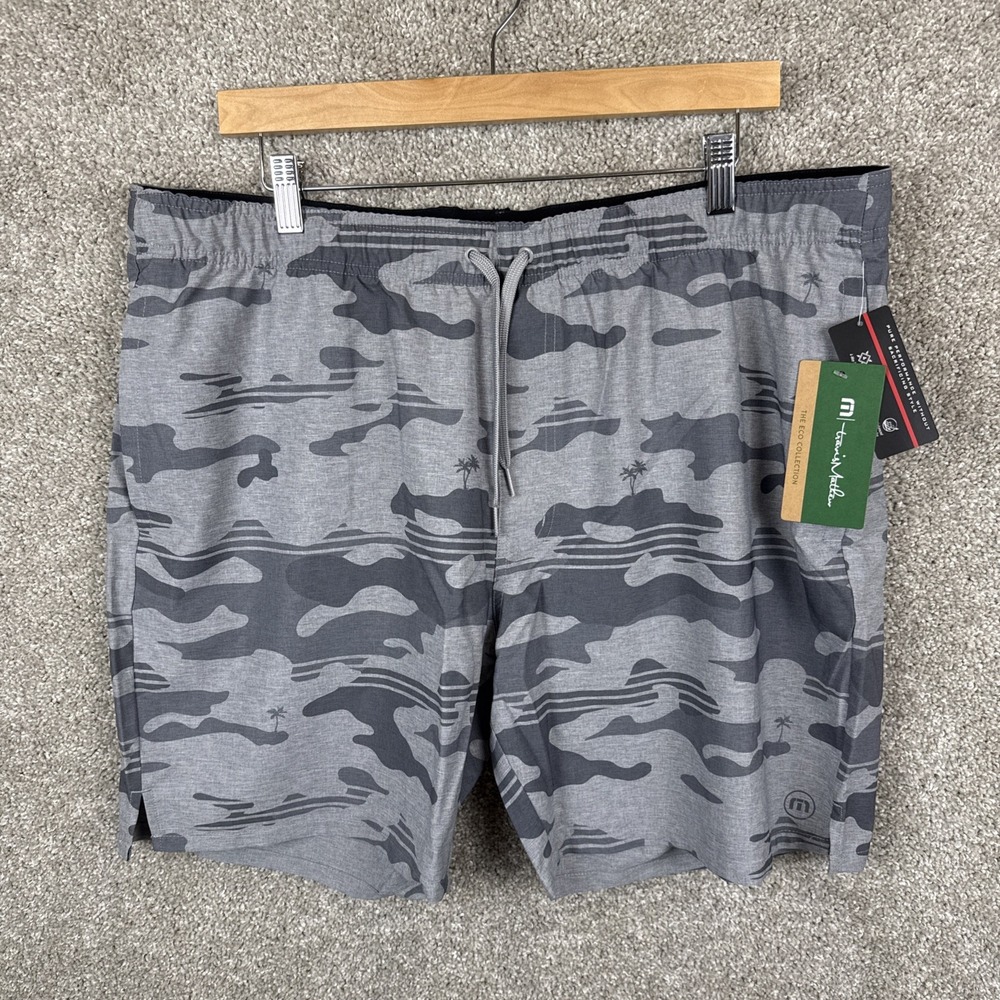 Travis Mathew 7" Shorts Men's 2XL Leader Board Active Heater Gray Camo NEW